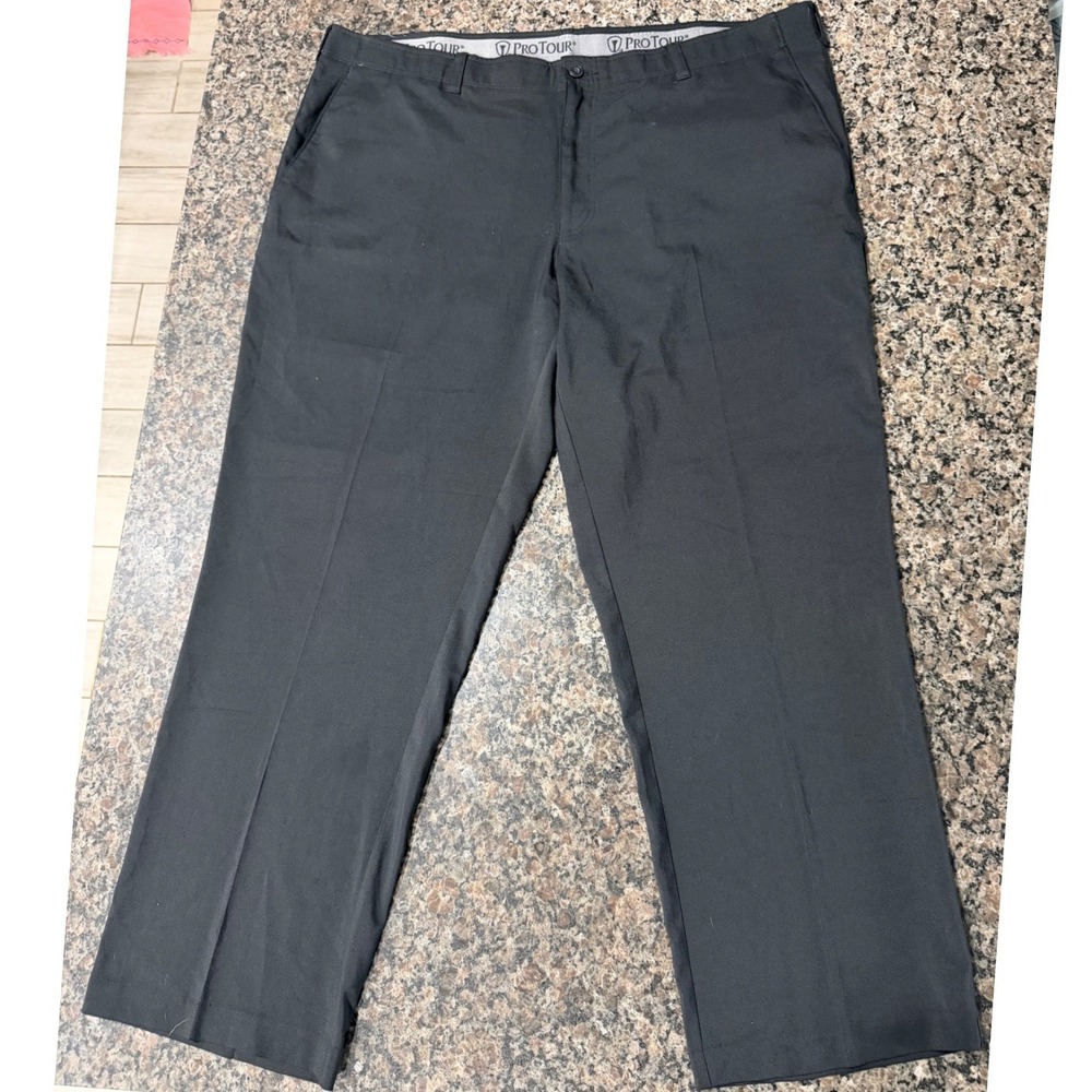 Pro Tour Mens Golf Pants Black Flat Front Performance Stretch 42x30